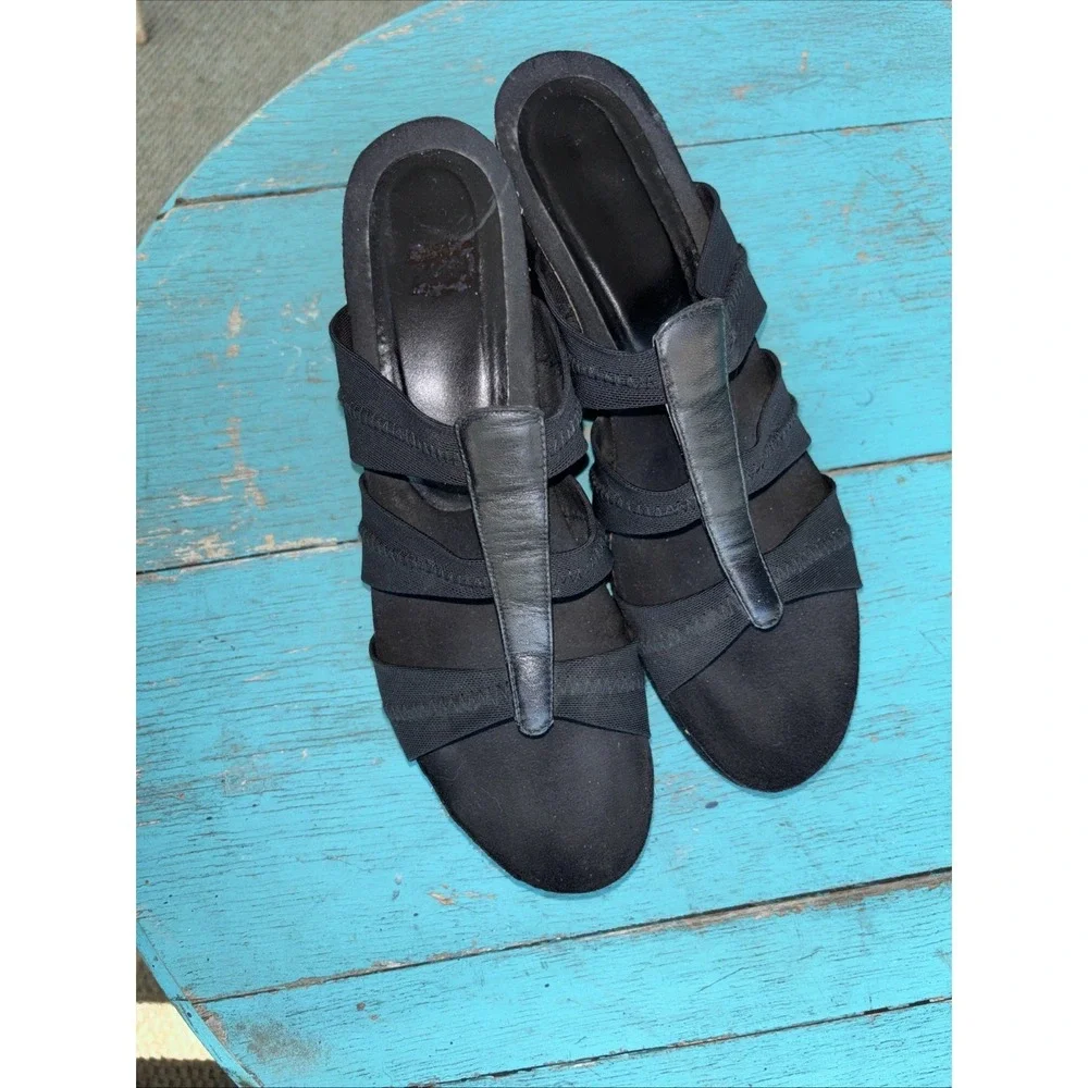 Donald J. Pliner Womens Belle S4 Slip On Black Suede Wedge Sandals 9.5 M